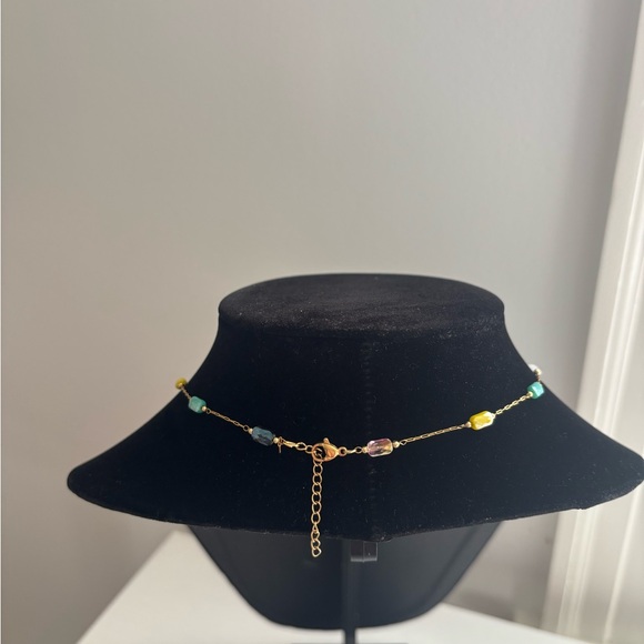 Delicate Multicolor Bead Station Necklace - Women Jewelry - Picture 4 of 5